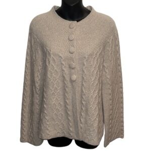 Jillian Jones oatmeal cream angora long sleeve covered button sweater EUC size L